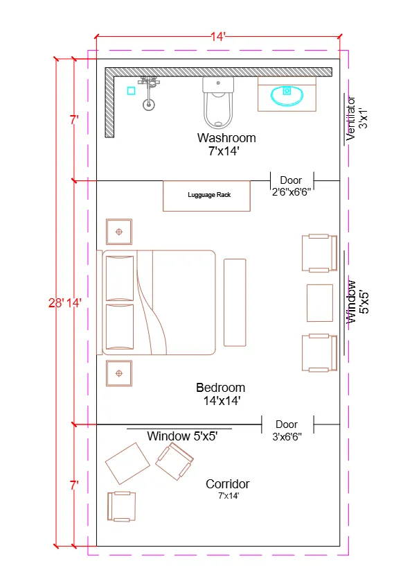 12x24 Tent Floor Level Plan
